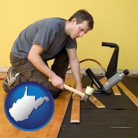 west-virginia map icon and a hardwood flooring installer