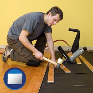 a hardwood flooring installer - with Colorado icon