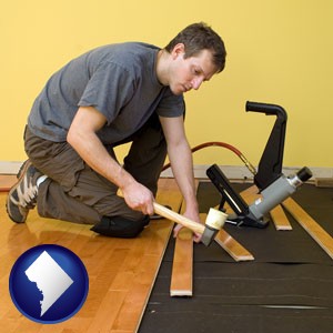 a hardwood flooring installer - with Washington, DC icon