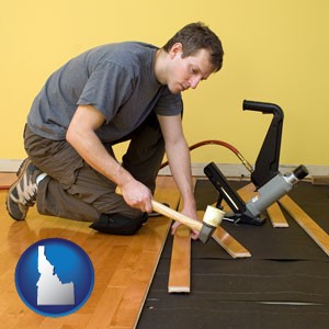 a hardwood flooring installer - with Idaho icon