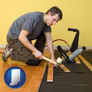 a hardwood flooring installer - with Indiana icon