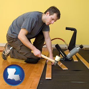 a hardwood flooring installer - with Louisiana icon