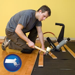 a hardwood flooring installer - with Massachusetts icon
