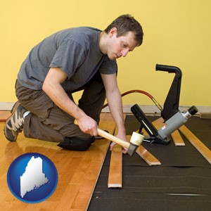 a hardwood flooring installer - with Maine icon