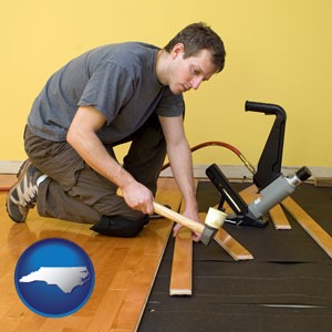 a hardwood flooring installer - with North Carolina icon