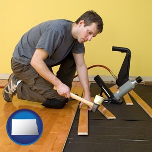 a hardwood flooring installer - with North Dakota icon