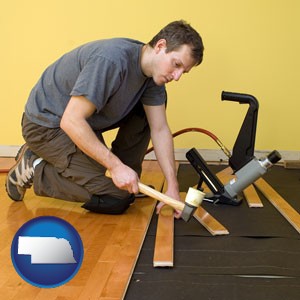 a hardwood flooring installer - with Nebraska icon