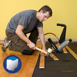 a hardwood flooring installer - with Ohio icon