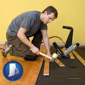 a hardwood flooring installer - with Rhode Island icon