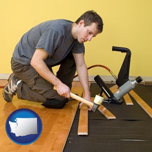 a hardwood flooring installer - with Washington icon