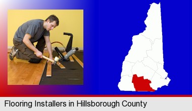 a hardwood flooring installer; Hillsborough County highlighted in red on a map